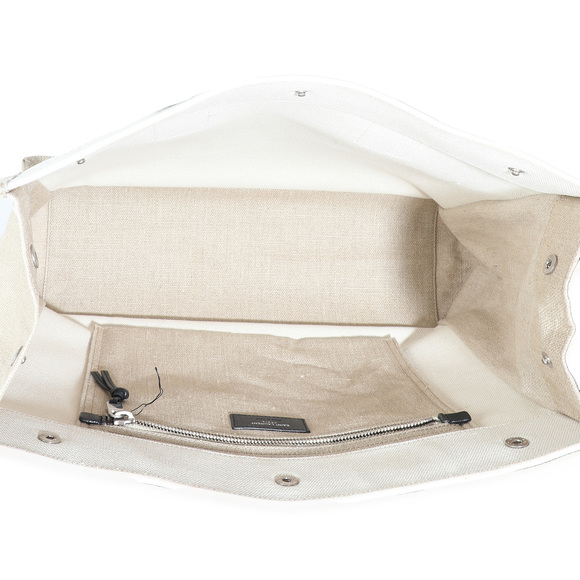 Saint Laurent Beige Canvas Linen Small Rive Gauche Tote - Picture 6 of 13